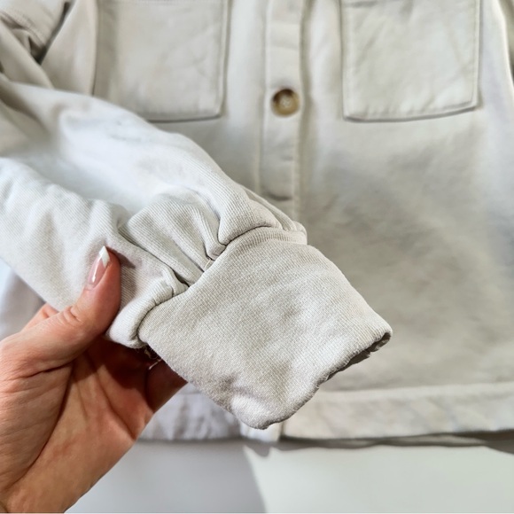 t.la french terry puff sleeve button front cream small - Picture 4 of 13